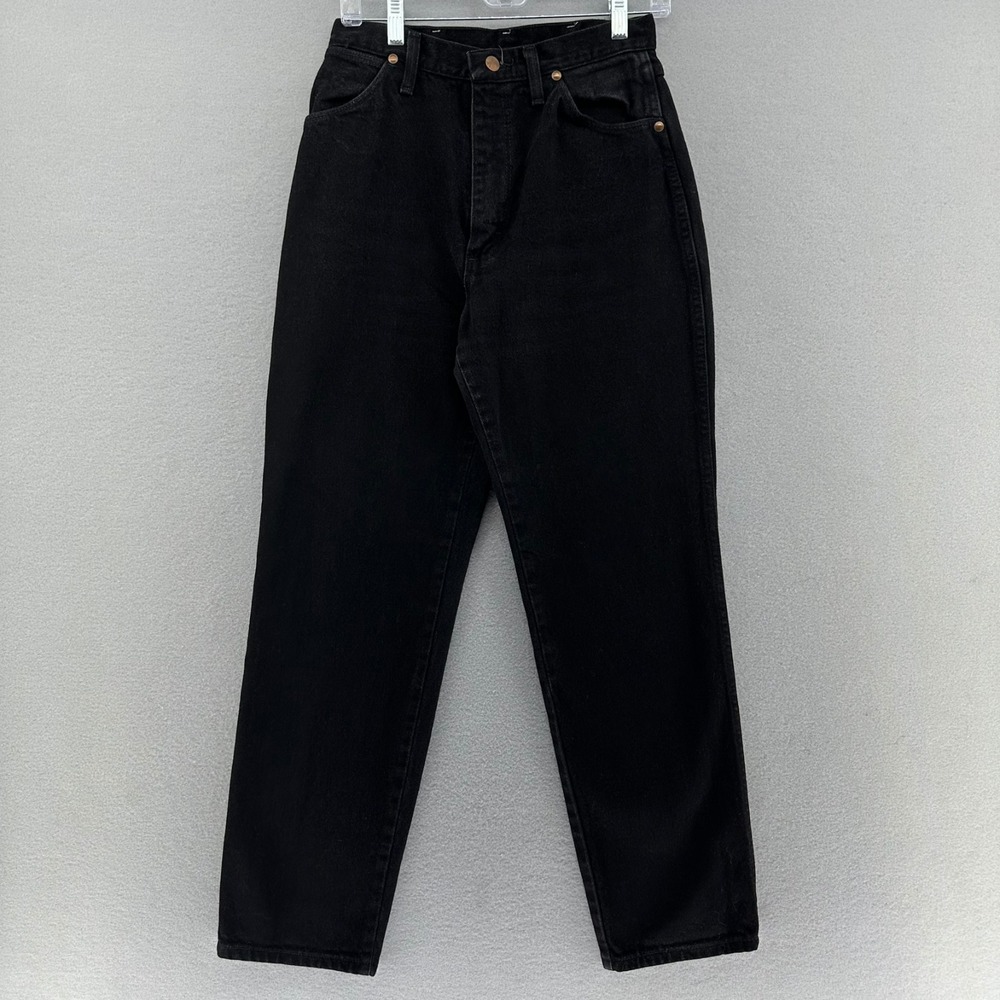 90s Wrangler‎ Black Denim High Waisted Mom Jeans Bareback SZ 9/10x30 USA VTG